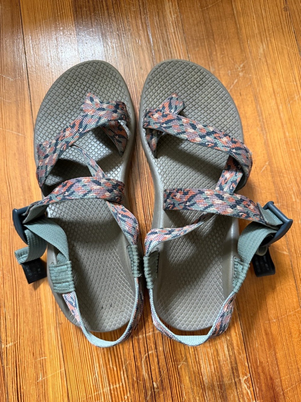 Chaco Sandals in Olive Green with Multicolor Webbing